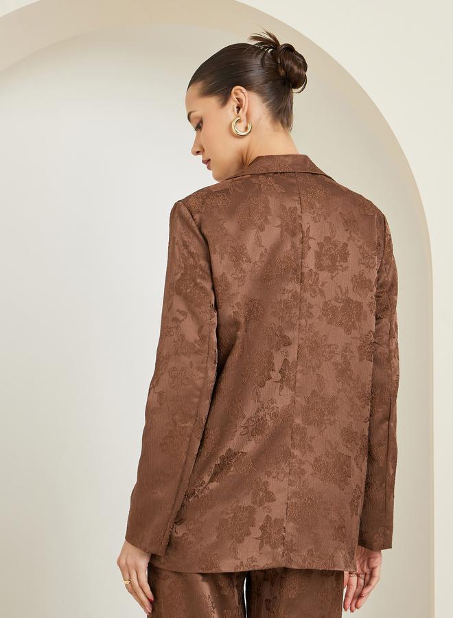 ستايلي بليزر ساتان جاكار بقصة عادية - Image 4